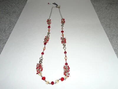 White House Black Market Red Convertible Beaded Necklace Brand NEW - Image 1 of 2