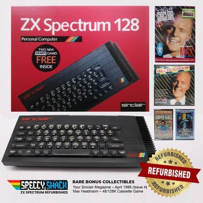 Sinclair ZX Spectrum 128K Toastrack Boxed Restored + 4 Games + Max Headroom Mag - Image 1 of 4