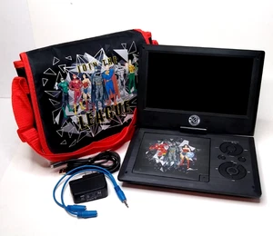 DC Comics Justice League 9" Portable DVD Player WBPDV9800JL, Cables, Travel Case - Picture 1 of 11