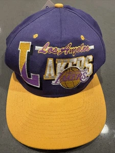 1990s Vintage Los Angeles Lakers Cap Hat NBA Rare Adult Over Print Mens Snapback - Picture 1 of 5