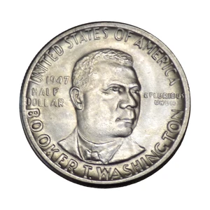 1947 BOOKER T. WASHINGTON MEMORIAL SILVER HALF DOLLAR #6091 - Picture 1 of 2