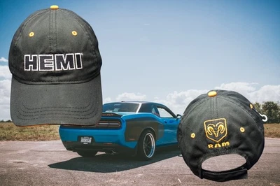 Gorra Dodge HEMI con correa trasera negra naranja bordada Ram para hombre carreras de autos Foto 1 de 4