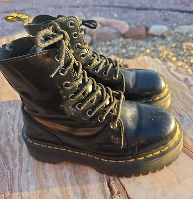 Dr. Martens Jadon Patent Leather Platform Boots Black Women’s Size 7/Mens 6 - Image 1 of 4