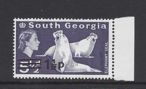 SOUTH GEORGIA 1977 1½p WITH LARGE INK SMUDGE/RETOUCH ON RIGHT SIDE. SG55. U/M - Picture 1 of 2