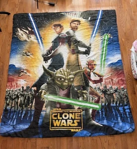 VINTAGE 2008 86”x76”STAR WARS The Clone Wars Comforter Double Sided Blanket - Picture 1 of 6