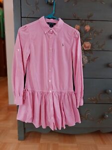 Girl's 14 POLO RALPH LAREN pink W/ RARE PONY BUTTON-DOWN DRESS EUC!
