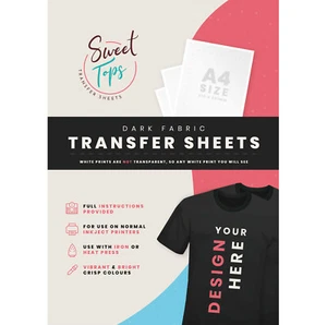 5 x FERRO SU T-SHIRT CARTA TRANSFER A4 PER TESSUTO SCURO - PER STAMPANTE INKJET - Foto 1 di 2