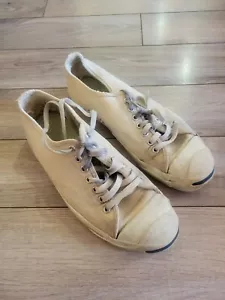 Vintage Converse Jack Purcell off-White Canvas Sneakers Shoes Size 9 USA MADE - Picture 1 of 20