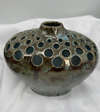Art Vase Stoneware Pottery Pier1 Pier 1 Imports Turquoise Brown