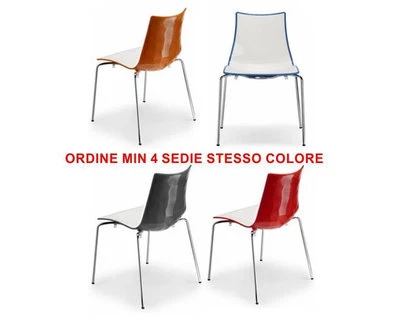 SEDIA IMPILABILE ZEBRA BICOLORE POLIMERO ROSSO/BIANCO CASA BAR HOTEL SCAB DESIGN - Immagine 1 di 2