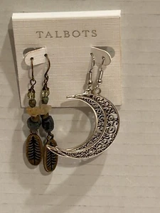 New Talbot Earring Lot Dangle Drop Bronze & Real Stone & Moon Dangle Drop Silver - Picture 1 of 5