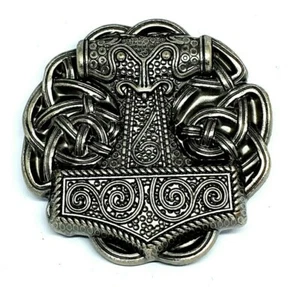 Thor's Hammer Belt Buckle Viking Celtic Raven Skane Metal Pewter Buckle Only - Picture 1 of 12