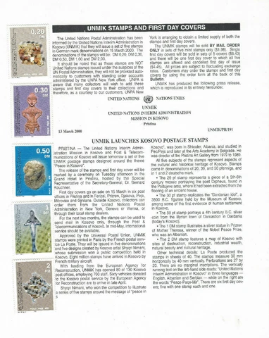 RARE UNMIK KOSOVO MH STAMPS ON ALBUM PAGE Cover