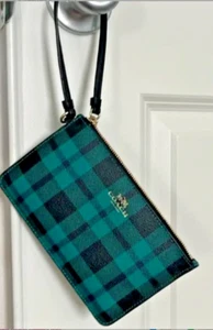 Usado en Excelente Condición Cuero Bolso de Mano Coach Muñequera Cremallera Cartera Grande 7x4.5” Monedero Bolso - Imagen 1 de 5