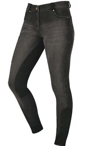 Dublin Shona Full Grip Silicone Print Denim Breeches - Picture 1 of 3