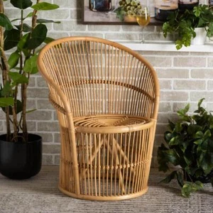 bali and pari Accent Chair 24.6"x27.2"x31.3" Natural Rattan w/Slope Arm Durable - Picture 1 of 7