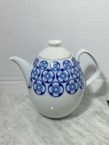 Vintage Mid Century Hutschenreuther Lorenz Blue And White Flowers Teapot - Picture 1 of 10