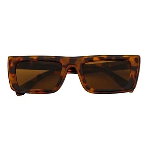 LOWKEY - Small Flat Top Rectangle Square Frame Sunglasses Tortoise Brown - Bild 1 von 8