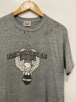 CAMISETA DE COLECCIÓN AÑOS 80 1982 HARLEY DAVIDSON MILWAUKEE IRON DEALER ALAS DE ÁGUILA 50/50 L Foto 1 de 4