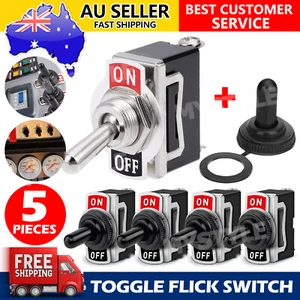 5pcs 12 Volt Toggle Flick Switch Waterproof ON/OFF Car Dash Light Metal Boot - Picture 1 of 11