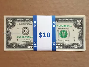 Lot - 5 LUCKY Uncirculated Sequential $2 Two Dollar Bill Consecutive 2017A Stack - Picture 1 of 15