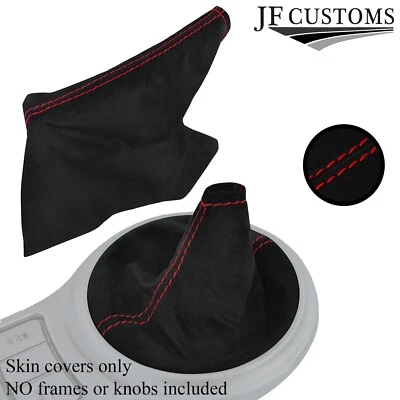 AFORCE AUTO RED STITCH REAL SUEDE GEAR+HANDBRAKE GAITER FOR TOYOTA GT86 SUBARU BRZ 12-17