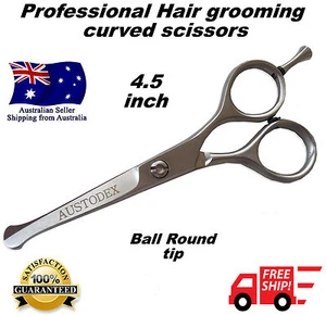 PROFESSIONAL PET DOG GROOMING CURVED BALL TIP HAIR CUTTING RAZOR SCISSORS 4.5" - Picture 1 of 7