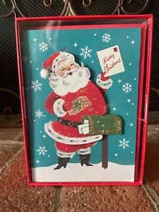 SCHÖNE Roberts & Reid 10 Weihnachtskarten 3D Retro Santa-Merry Christmas Neu im Karton - Bild 1 von 6