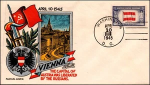 10 Apr 1945 WWII Patriotic Cover Staehle Multicolor Vienna Liberated Cachet - Picture 1 of 2