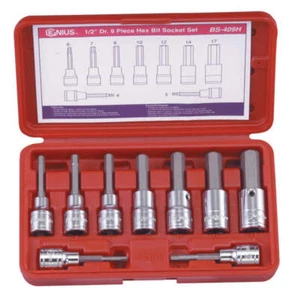 9 Piece 1/2" Hexagon Bit Socket Set (Metric) from Genius Tools - Picture 1 of 1