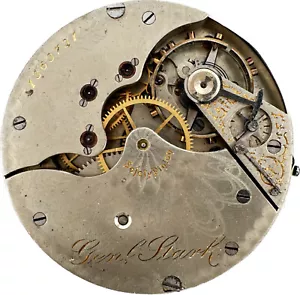 Antique 12 Size Hampden General Stark 15J Mechanical Pocket Watch Movement Runs - Imagen 1 de 3