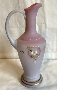Vintage Fenton art glass blue Burmese "limited edition" pitcher a3 - Picture 1 of 4