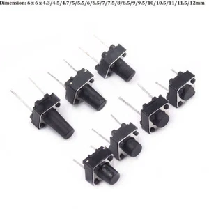 6x6mm Series Small Momentary Tactile Push Button Switch DIP 2 Pin PCB 10-100Pcs - Picture 1 of 7