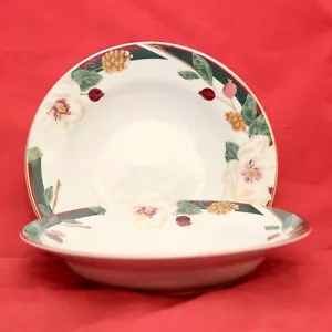 Tienshan Magnolia 2 Rimmed Soup Pasta Bowls Christmas - Picture 1 of 3