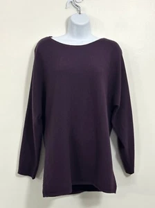 INC Womens Purple Tunic Top Sweater L Dolman Sleeve Boho Career Cottagecore - Picture 1 of 8
