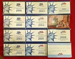 1999-2009 2010 S US MINT STATI UNITI PROVA COMPLETA 12 SET 139 monete quarti - Foto 1 di 7