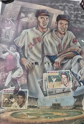 Cleveland Indians Baseball Art Print Poster Bob Feller Jim Hegan Scilibia Artist - Imagem 1 de 4