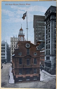 Antigua postal de escena callejera de Boston Massachusetts Old State House c1910 - Imagen 1 de 2
