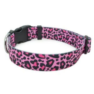 Pretty Dog Collar for a Girl Dog Sturdy Durable with Buckle Pink Leopard Prin... - Picture 1 of 6