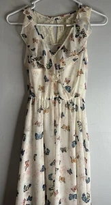 Disney Cinderella Dress Womens Size S Multi Butterfly Print Pleated Drawstring - Picture 1 of 10