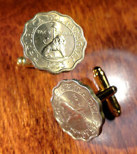 Vintage Paraguay Seated Lion Peace & Justice Gold Tone Bronze Coin Cufflinks!