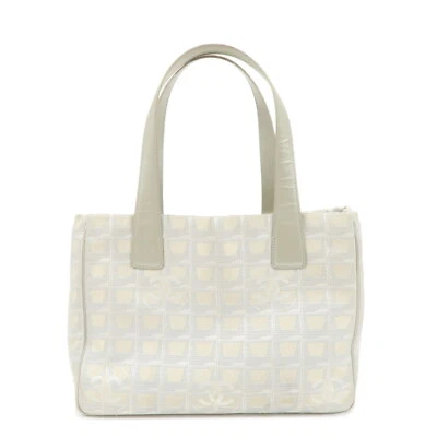 Auténtico Bolso de Mano CHANEL Travel Line PM Gris Nylon Jacquard A20457 Usado Foto 1 de 4