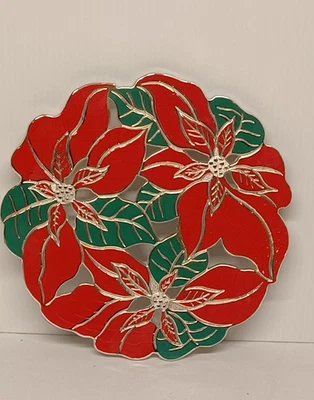 Remache 8 1/2" Poinsettia Wm. A. Rogers ONEIDA plata/verde/rojo Japón de colección Foto 1 de 4