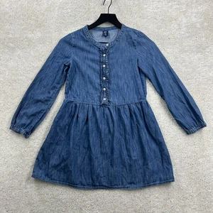 Gap Dress Girls Size Medium Blue Denim Chambray Tunic Babydoll 3/4 Sleeve - Picture 1 of 10