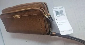 COACH Women's British Tan Pebble Leather Accordion Zip Around Wallet Clutch - Picture 1 of 9