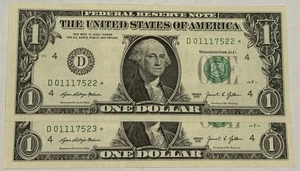 Two Consecutive $1 Star Notes, 2021 Uncirculated, Very Nice! 🔥🔥 - Picture 1 of 3
