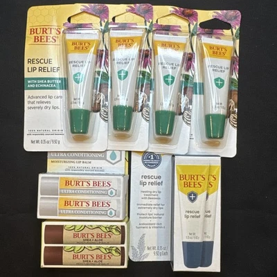 Paquete de 10 - Burt's Bees Rescate Lip Relief Manteca de Karité Equinácea Aloe Acondicionador Foto 1 de 4