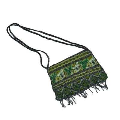 Bolso de hombro pequeño Toni de colección verde floral con cuentas doble asa Foto 1 de 4