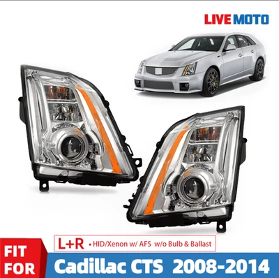 For 2008-2014 Cadillac CTS HID/Xenon Headlight w/ LED DRL w/ AFS Left+Right Pair - Image 1 of 4