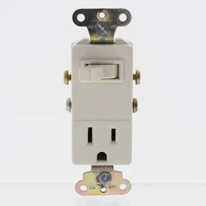 Slater Lt. Almond Combo Decorator Toggle Switch 5-15R 15A Receptacle Bulk 681-LA - Picture 1 of 5